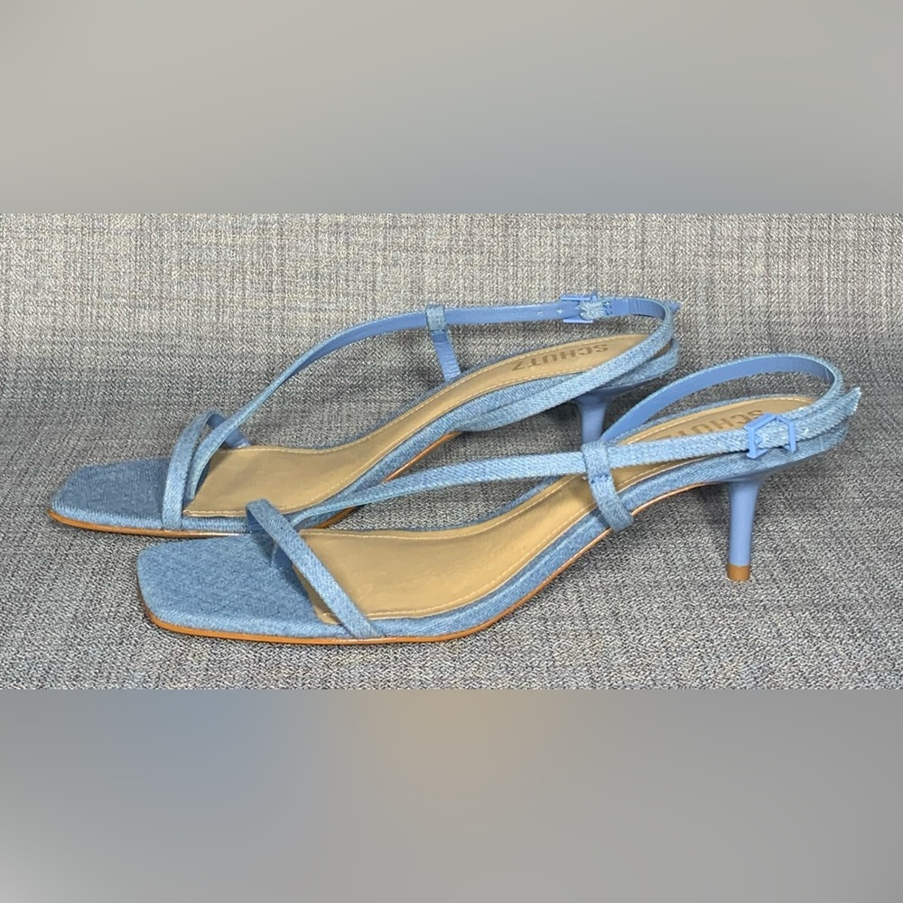 SCHUTZ Heloise Denim Slingback Sandal Azul - Picture 4 of 7